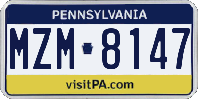 PA license plate MZM8147