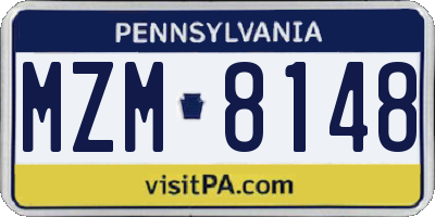 PA license plate MZM8148