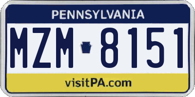 PA license plate MZM8151