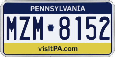 PA license plate MZM8152