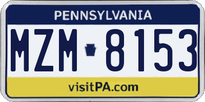 PA license plate MZM8153