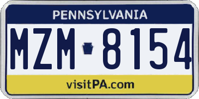 PA license plate MZM8154