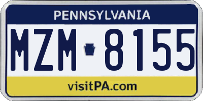 PA license plate MZM8155