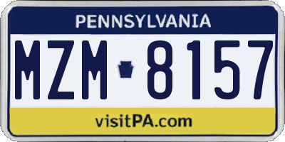PA license plate MZM8157