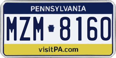 PA license plate MZM8160