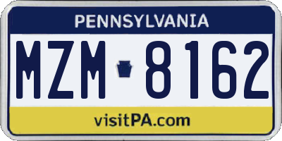 PA license plate MZM8162
