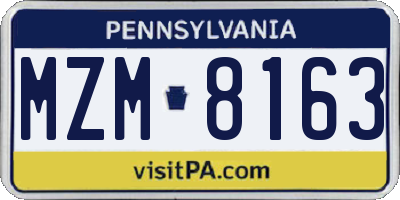 PA license plate MZM8163