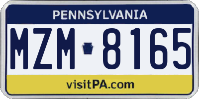 PA license plate MZM8165