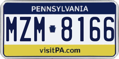 PA license plate MZM8166