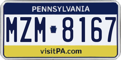 PA license plate MZM8167