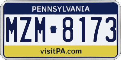 PA license plate MZM8173