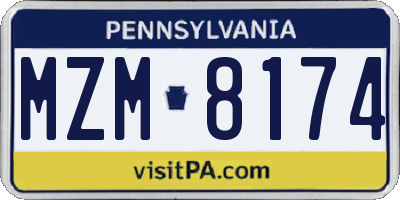 PA license plate MZM8174