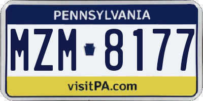 PA license plate MZM8177