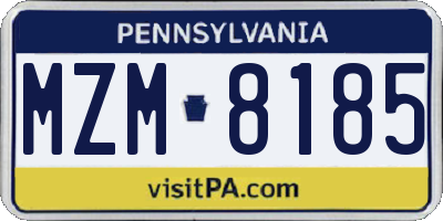 PA license plate MZM8185