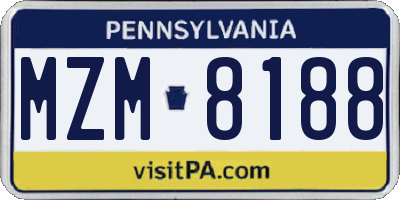 PA license plate MZM8188