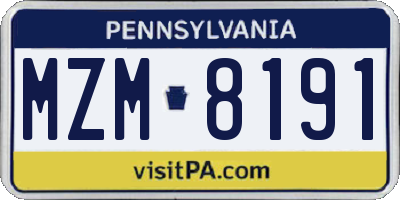 PA license plate MZM8191