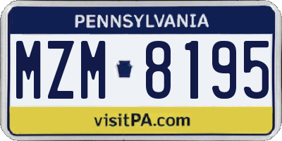 PA license plate MZM8195