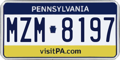 PA license plate MZM8197