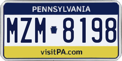 PA license plate MZM8198