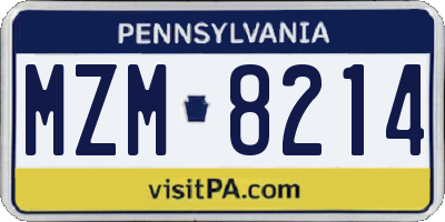 PA license plate MZM8214