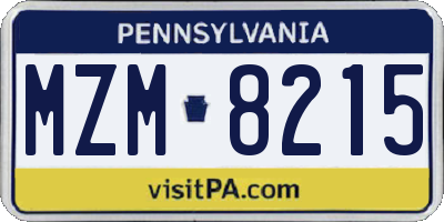 PA license plate MZM8215