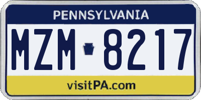PA license plate MZM8217