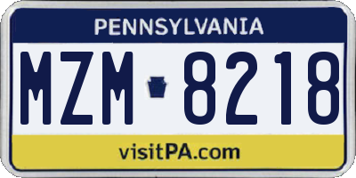 PA license plate MZM8218