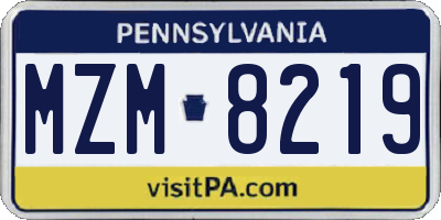PA license plate MZM8219