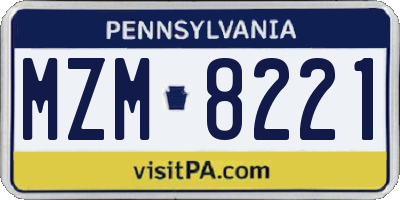 PA license plate MZM8221