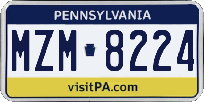 PA license plate MZM8224