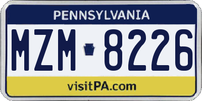PA license plate MZM8226