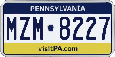 PA license plate MZM8227