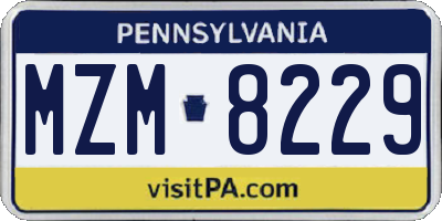 PA license plate MZM8229