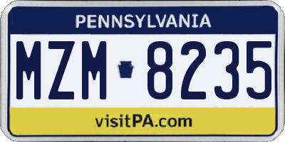 PA license plate MZM8235