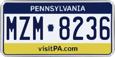 PA license plate MZM8236
