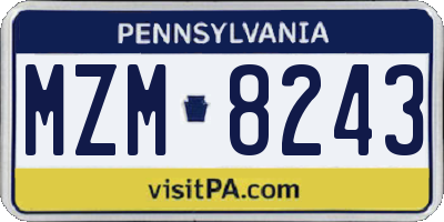 PA license plate MZM8243