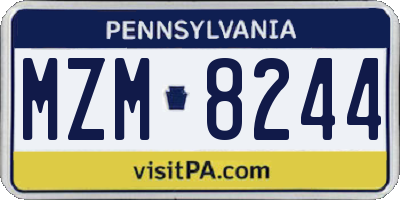 PA license plate MZM8244