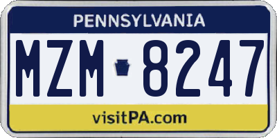 PA license plate MZM8247