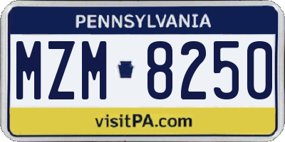 PA license plate MZM8250