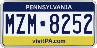 PA license plate MZM8252