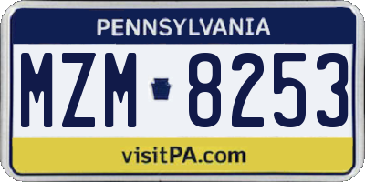 PA license plate MZM8253