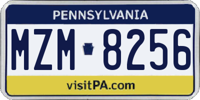 PA license plate MZM8256