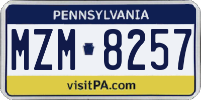 PA license plate MZM8257