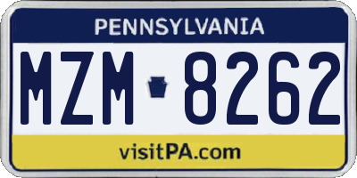 PA license plate MZM8262