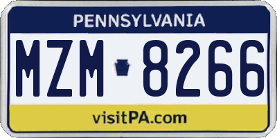 PA license plate MZM8266