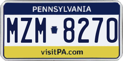 PA license plate MZM8270