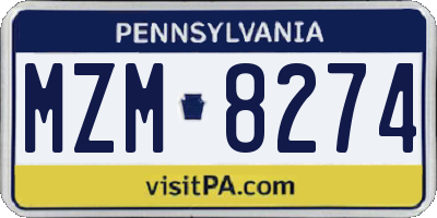 PA license plate MZM8274