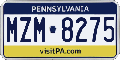 PA license plate MZM8275