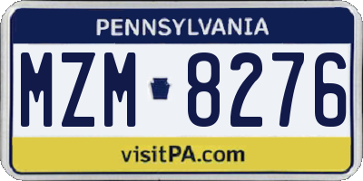 PA license plate MZM8276