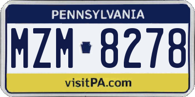 PA license plate MZM8278
